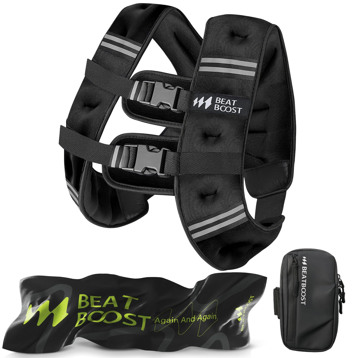 Weighted Vest for Women Men BeatBoost 15 lb Weight Vest with Ironsand for Walking Strength Training Running Workout Black