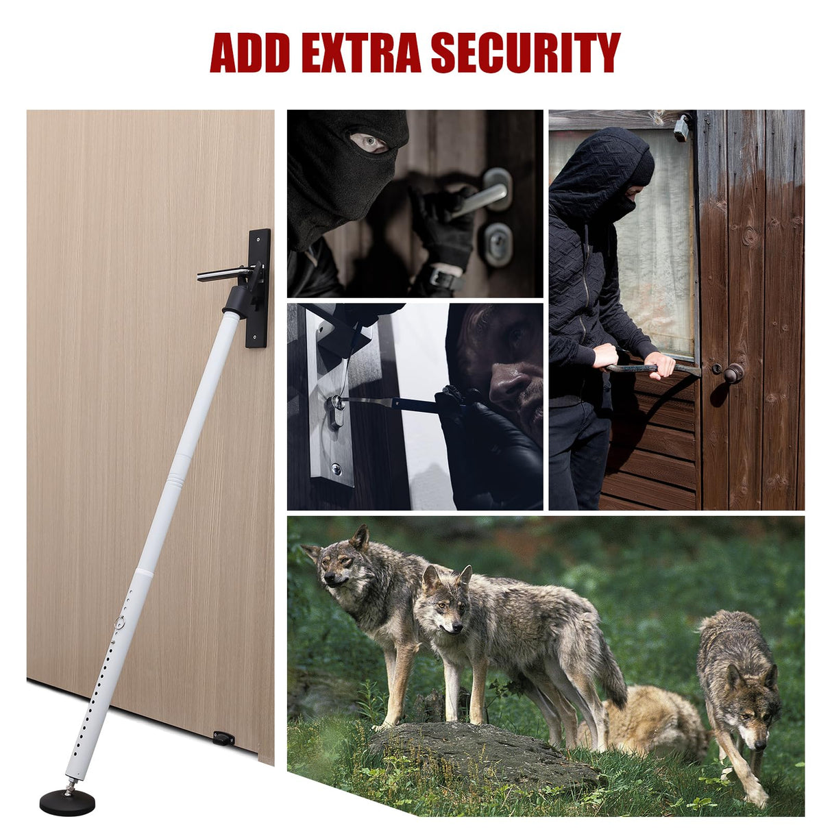 Door Security Bar – 600LB Heavy Duty Anti-Slip Door Stopper Jammer Stick,Adjustable 24.5–50.7'' Lock Blocker for Home,Apartment&Travel,Portable for Hinged Front & Sliding Patio Doors