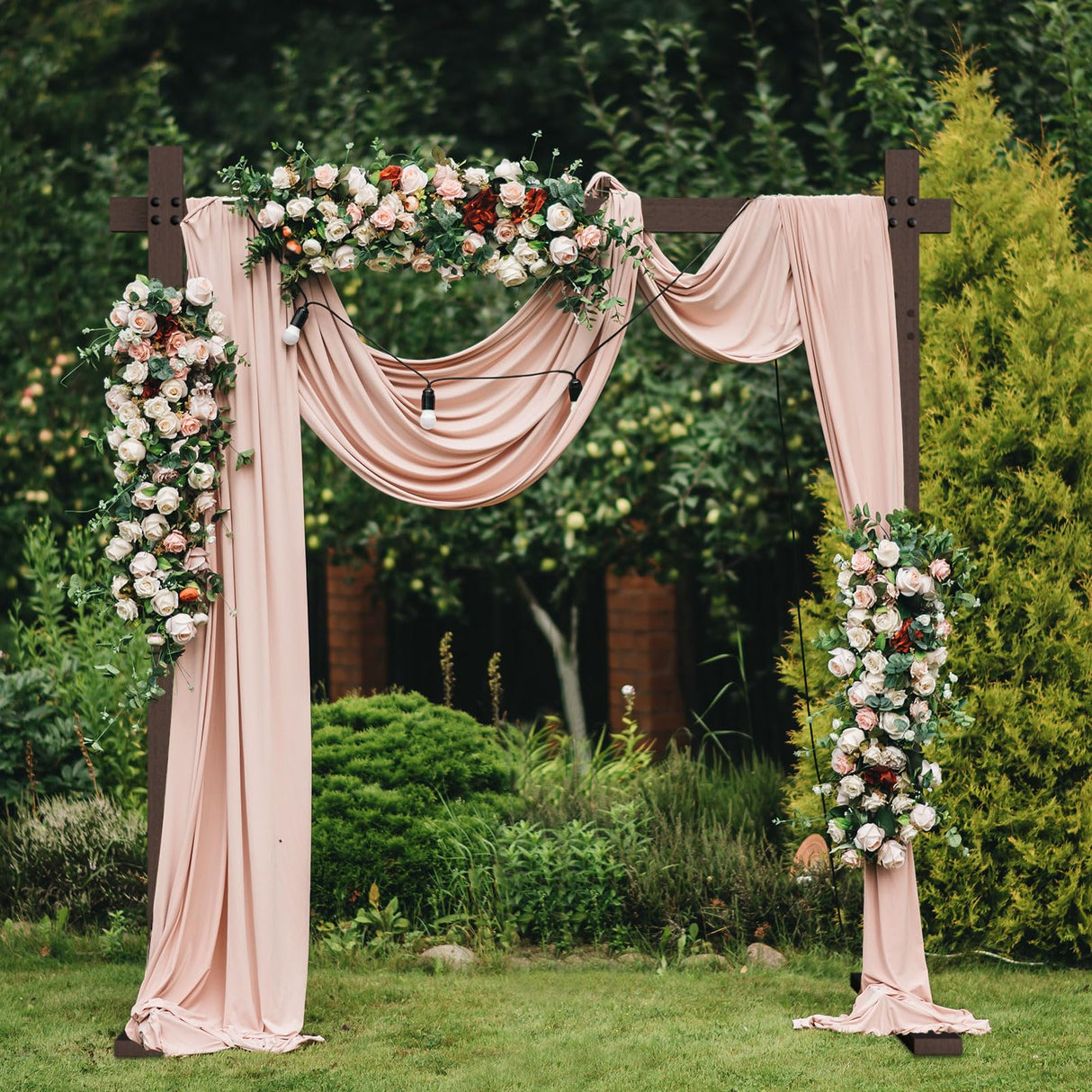 HeyMate Wedding Arch -7.48FT Square Wooden Wedding Arches for Ceremony, Wood Arbor Backdrop Stand for Proposal Wedding Party Scene, Birthday Party, Bridal Shower, Garden, Outdoor, Rustic Decorationsz