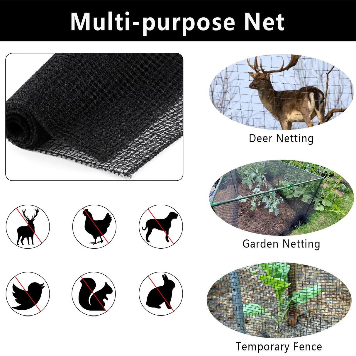 POYEE Deer Fence Netting 5x100ft Plastic Mesh Netting for Garden Protection