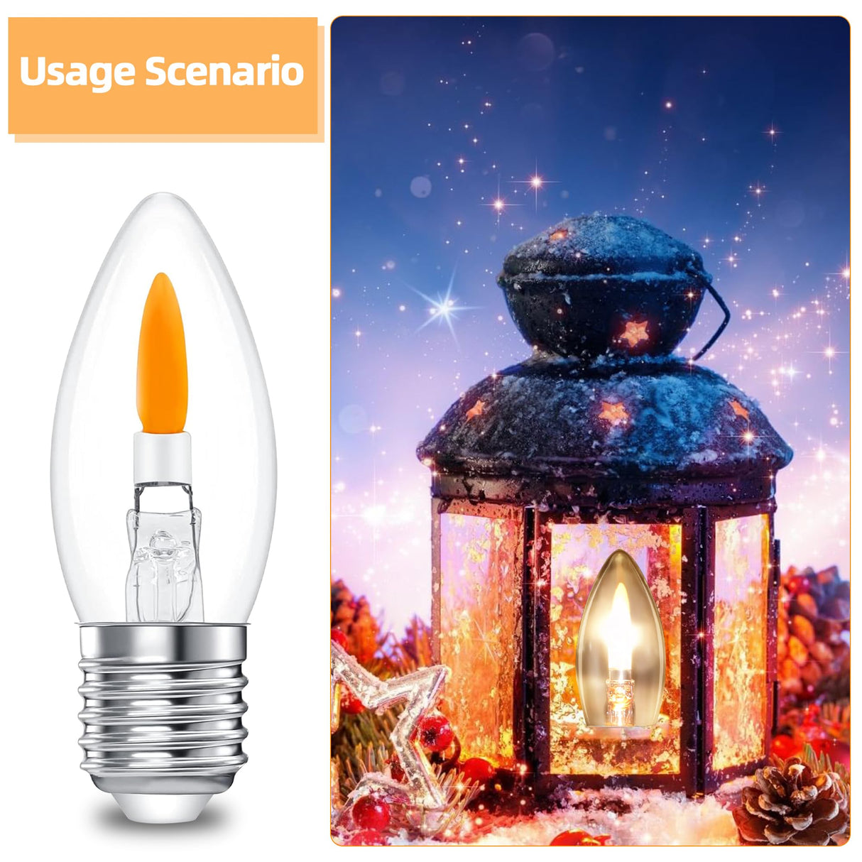 C35E26 Flame Bulbs 6-Pack - Standard Medium Base (E26, Not Candelabra E12), 2 Mode Flickering LED 1800K, Non-Dimmable for Halloween/Christmas Porch & Home Decor