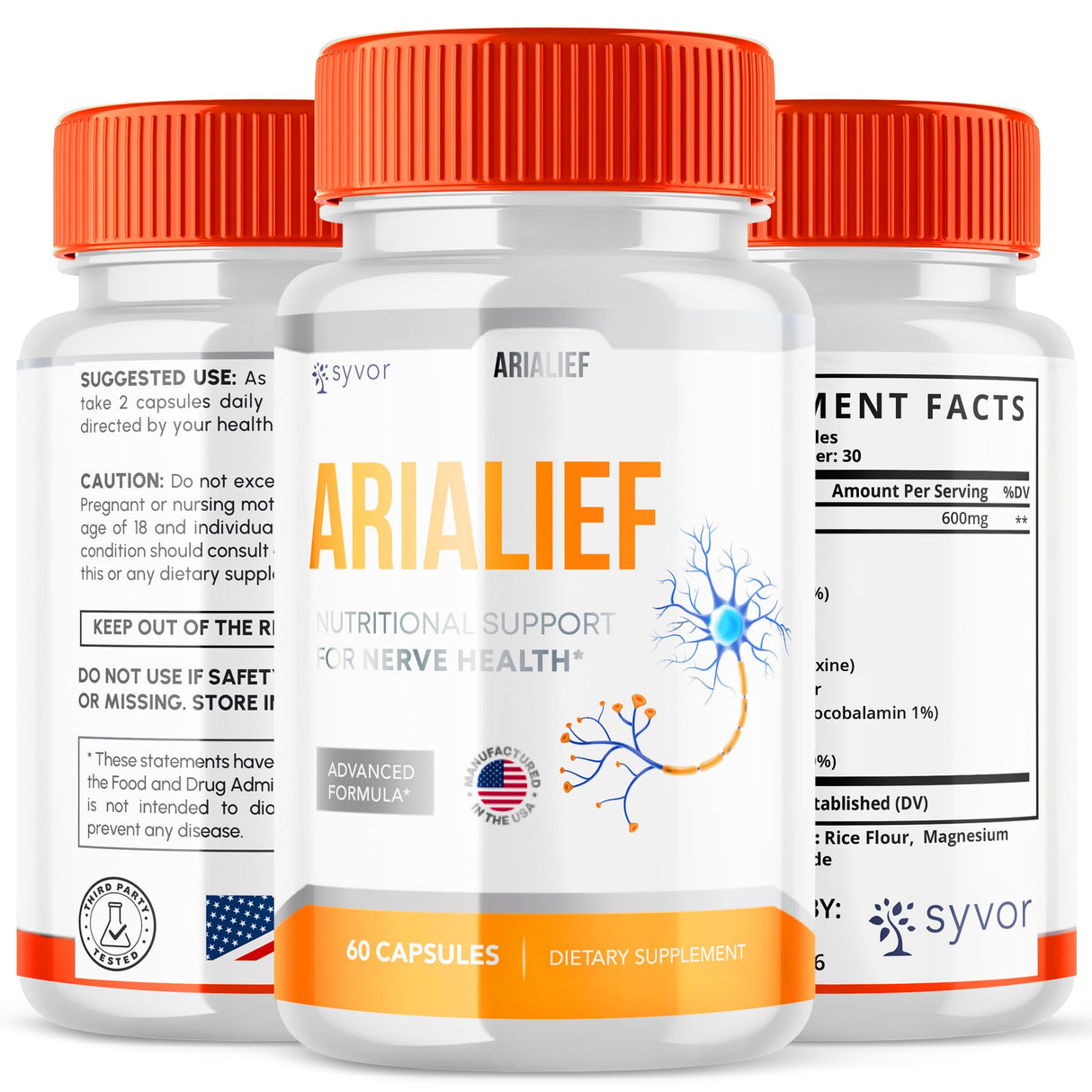 (2 Pack) Arialief Capsules for Nerve Health, Official Arialief Supplement Pills for Lasting Support, Aria LIEF PrimePalm for Sciatica, Aria Leaf Advanced Nerve Pill Natural Ingredients (120 Capsules)