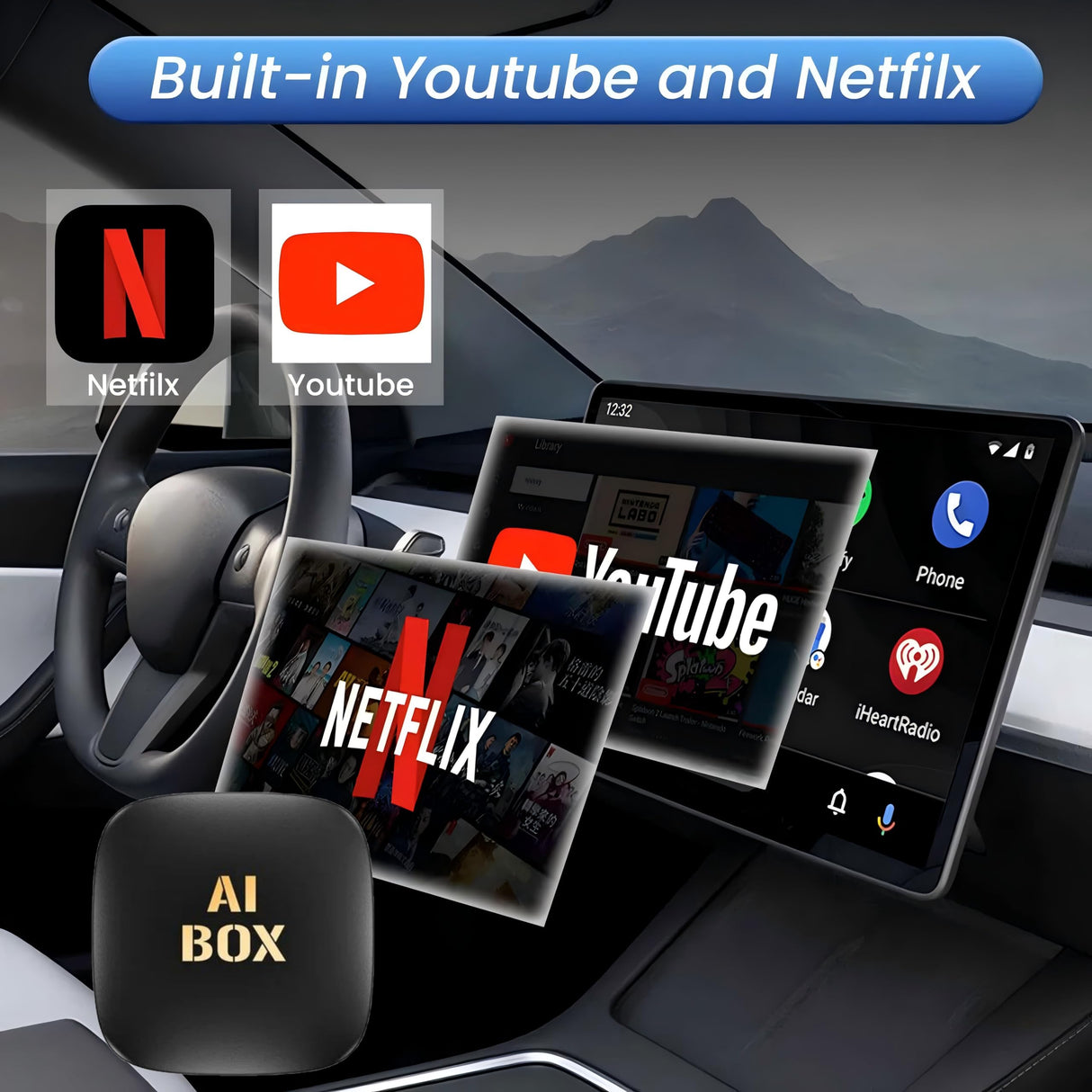 Wireless CarPlay Adapter, 2025 Upgrade with Netflix/YouTube/TF Card Plug & Play Dongle | Wireless Adapter for iPhone & Android Auto | Supports CarPlay for Cars | Dual System, 5G WiFi, Easy Setup 2+32G
