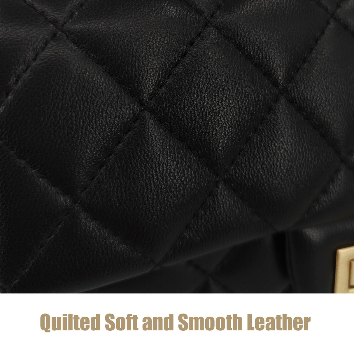 M-ioi-M Small Quilted Crossbody Bags for Women, Genuine Leather Shoulder Bags with Gold Chain Strap, Soft Lambskin Top Handle Flap Purses, Trendy Luxury Designer Lady Dressy Evening Handbags (Black)