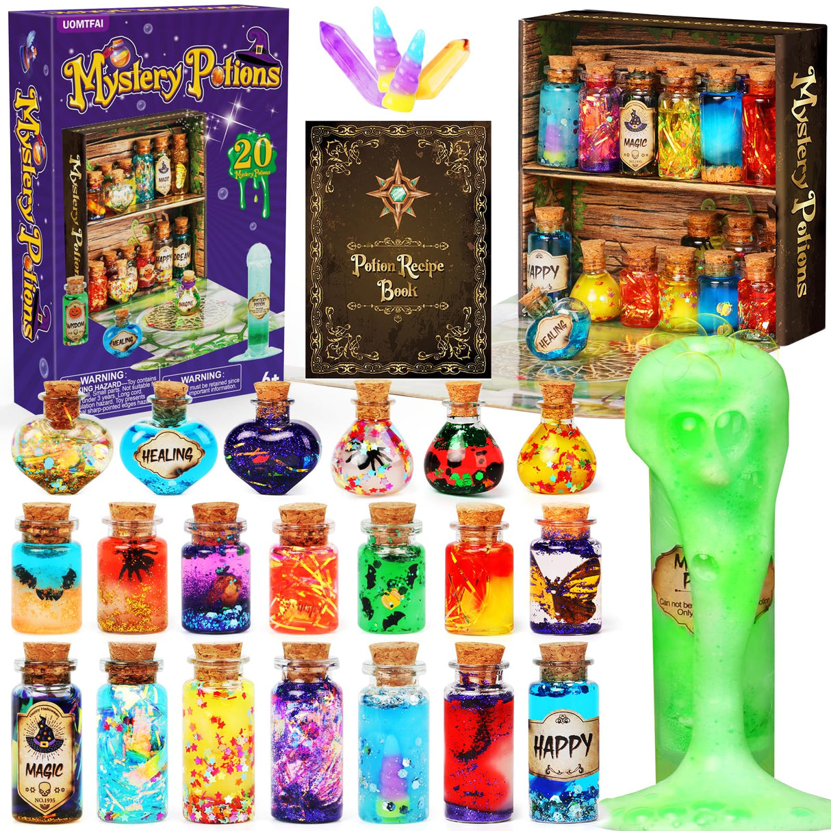 UOMTFAI Mystery Potion Craft Kit for Kids, Mix 20 Magic Wizard Potion, Creative Christmas Decorations Birthday Gifts Toys for Boys and Girls Age 6 7 8 9 10+