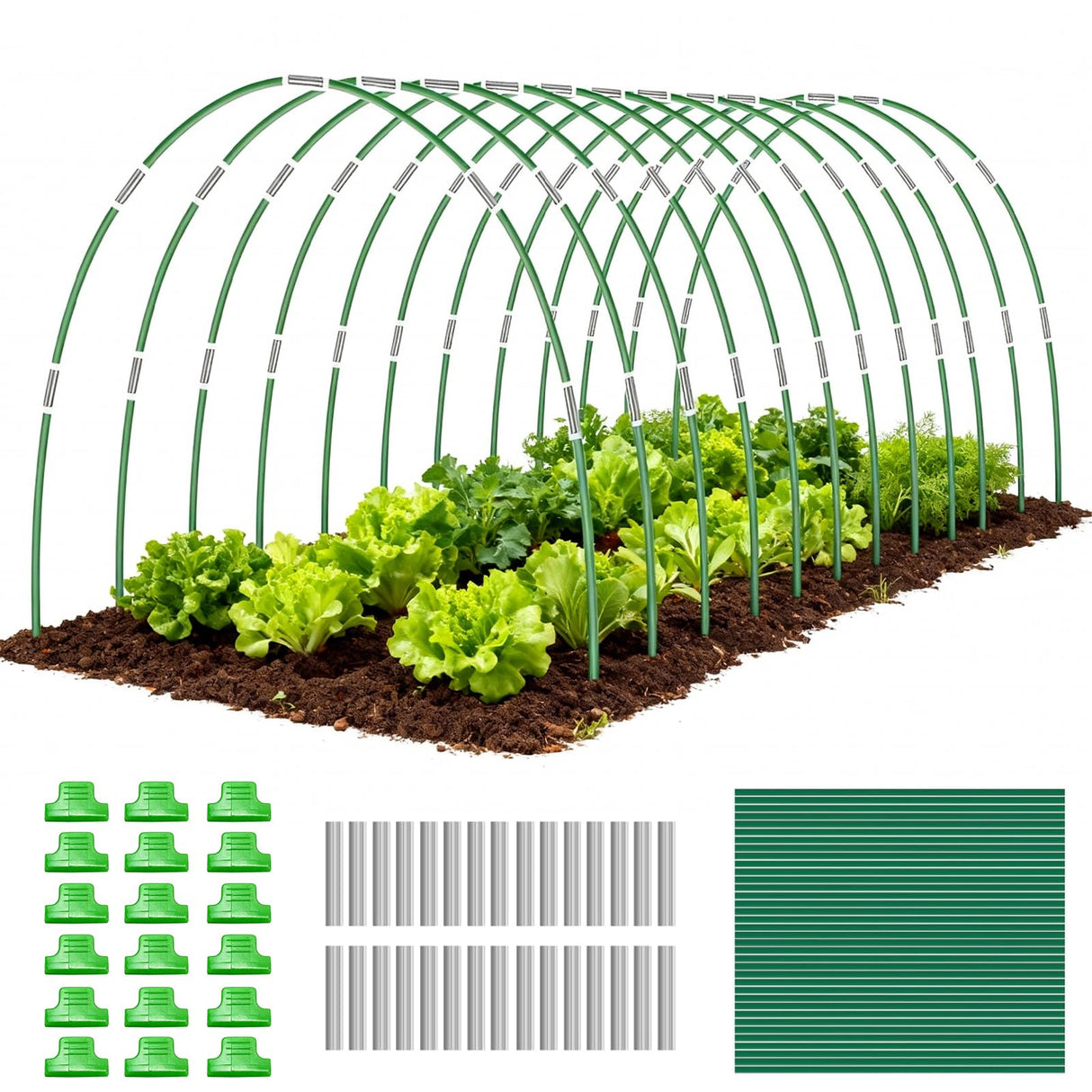 Gardynex 72 PCS Garden Hoops Greenhouse Hoops, Durable Plastic Coated Fiberglass Garden Tunnel for Raised Beds, DIY Plant Support Stakes for Garden Netting & Row Cover, Rust-Free Frames