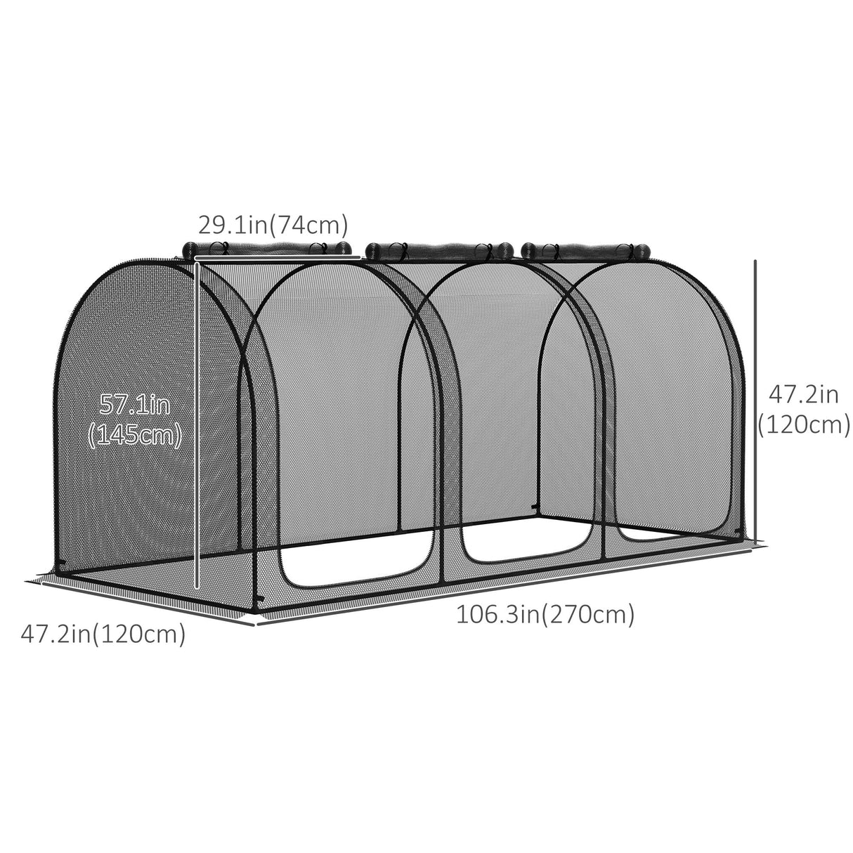 Outsunny 8' x 4' Crop Cage Plant Protection Tent for Garden, Black