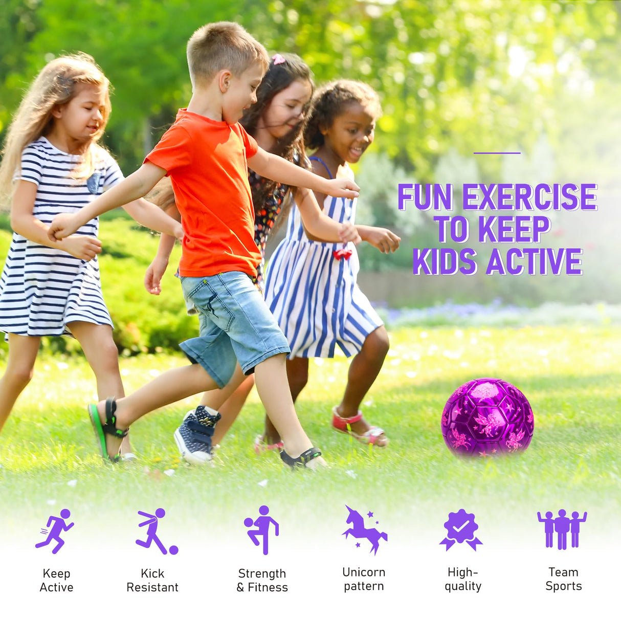 INPODAK Toddler Soccer Ball Size 3 Cartoon Unicorn Pink Ball for Kids 2-8 with Pump, Mesh Bag and Gift Box for Birthdays, Parties and Operation Christmas Child Shoebox