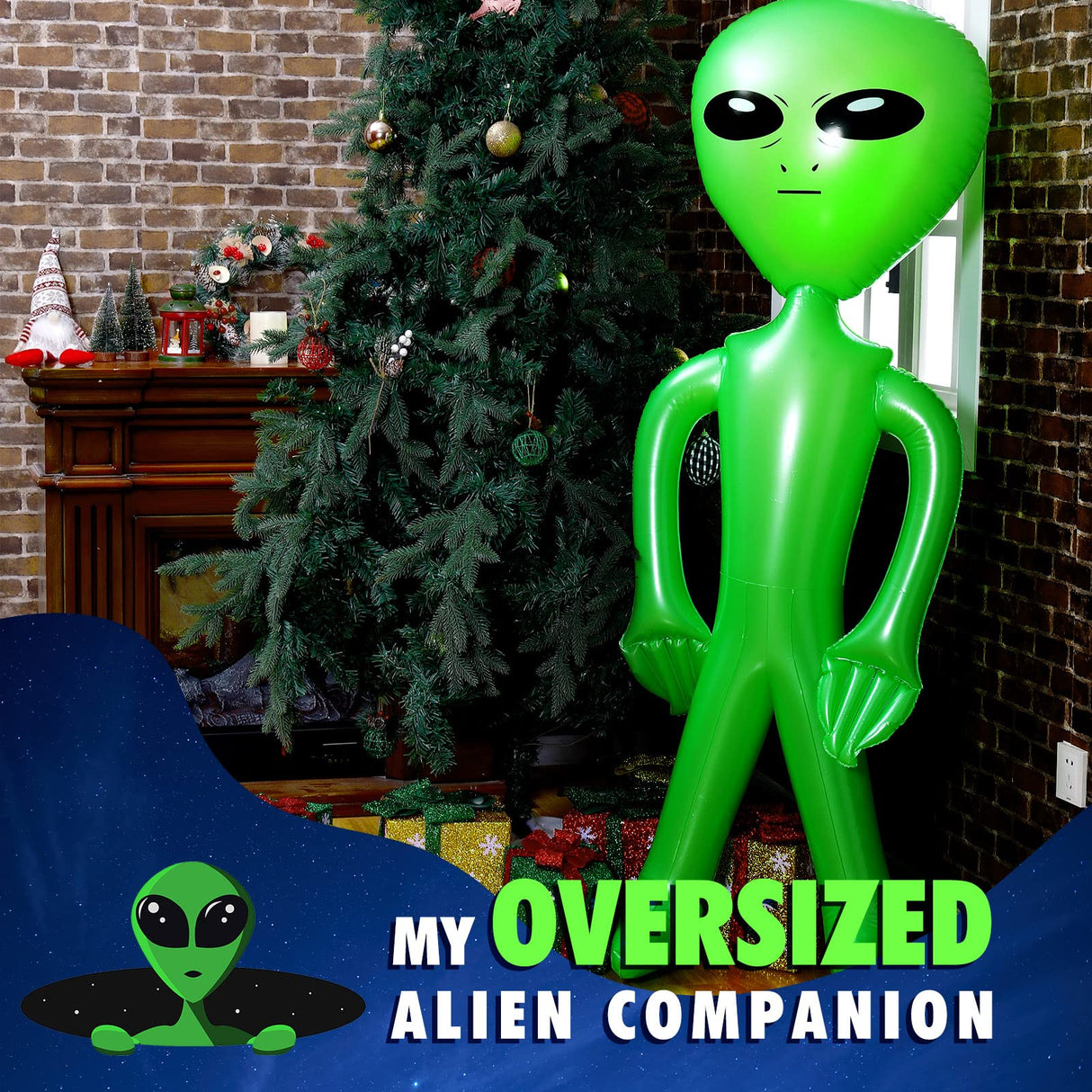 Zhanmai 3 Pieces 63 Inch Giant Inflatable Alien Blow up Jumbo Green Inflate Alien for Theme Birthday Party Favors Decorations Indoor Outdoor Photo Prep Halloween Easter Christmas Decorations