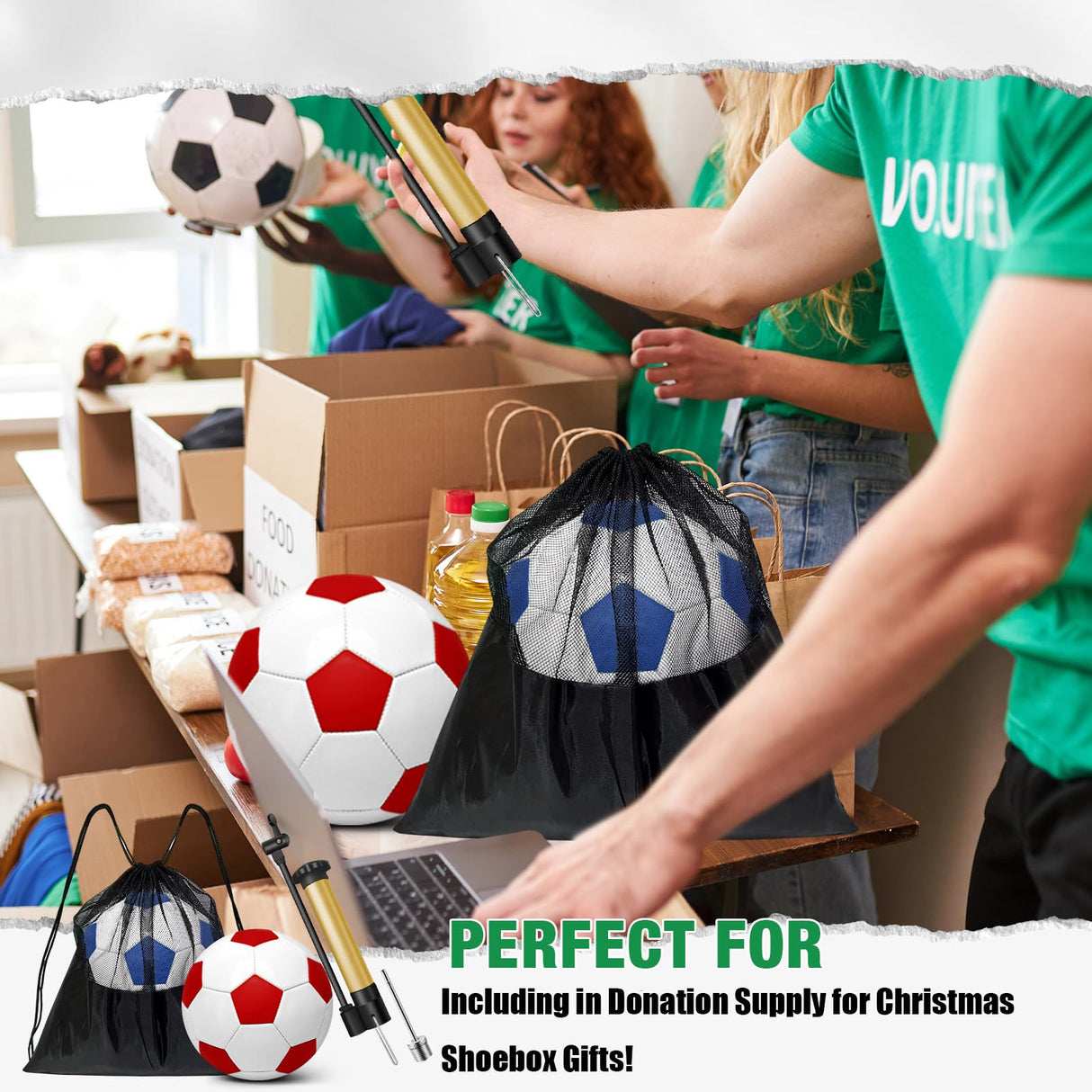 yasuwekik 2 Pack Operation Christmas Deflated Soccer Ball with Pump for Child Size 3,Size 4,Size 5 (Color, Size 4)