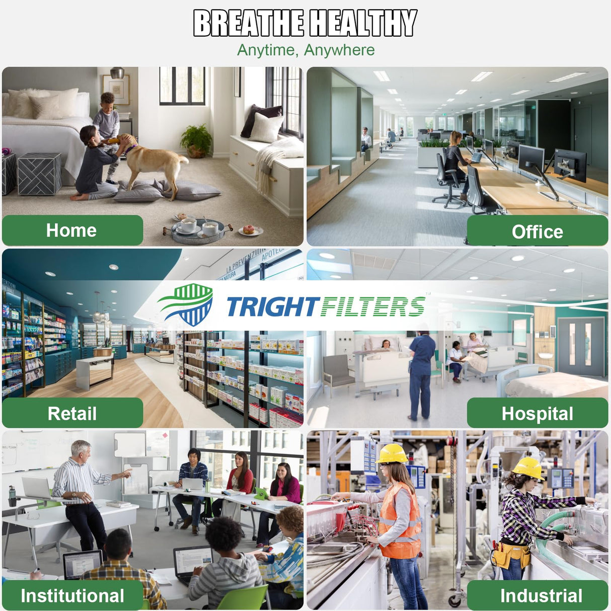 TRIGHTFILTERS 12x24x1 Air Filter 4 Pack, MERV 8 Pleated Dust Defense Air Filters Replacement Air Conditioner HVAC AC Furnace Filter, Durable and Lightweight