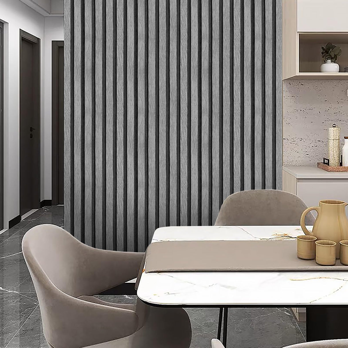 Yun-aeon Natural Wood Peel and Stick Wallpaper Grey Wood Slats - 17.3"x 300" Self-Adhesive Waterproof Vinyl Removable Wall Paper for Wall Decor Bedroom