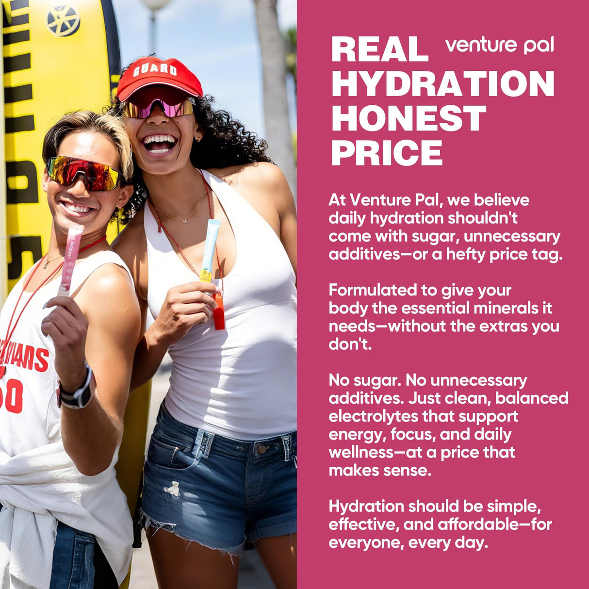 Venture Pal Sugar Free Electrolyte Powder Packets - Liquid Daily IV Drink Mix for Rapid Hydration & Party Recovery | 5 Vitamins & 7 Electrolytes| Keto Friendly | Non-GMO | Certified Vegan | 16 Sticks