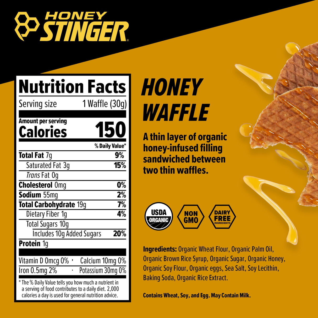 Honey Stinger Organic Energy Waffle Variety Pack, 12 Honey Waffles and 6 Vanilla, Nutritious Stroopwafel Snack for Exercise, Endurance and Performance