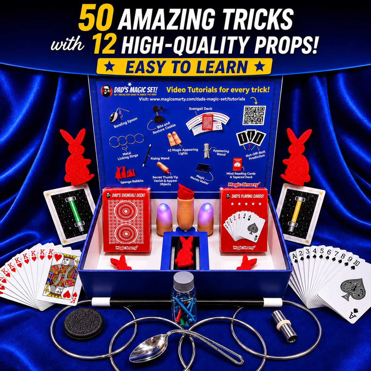 Dad’s Magic Set - 50 Awesome Magic Tricks for Dads to Amaze the Whole Family - Easy to Learn - Video Tutorials by a Pro Magician - Fun Gift for Dad or Grandpa for Father's Day, Birthdays, Christmas
