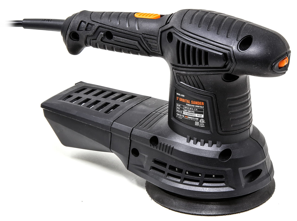 WEN 6305 3.7-Amp 5-Inch Variable Speed Random Orbit Rotary Sander, Black