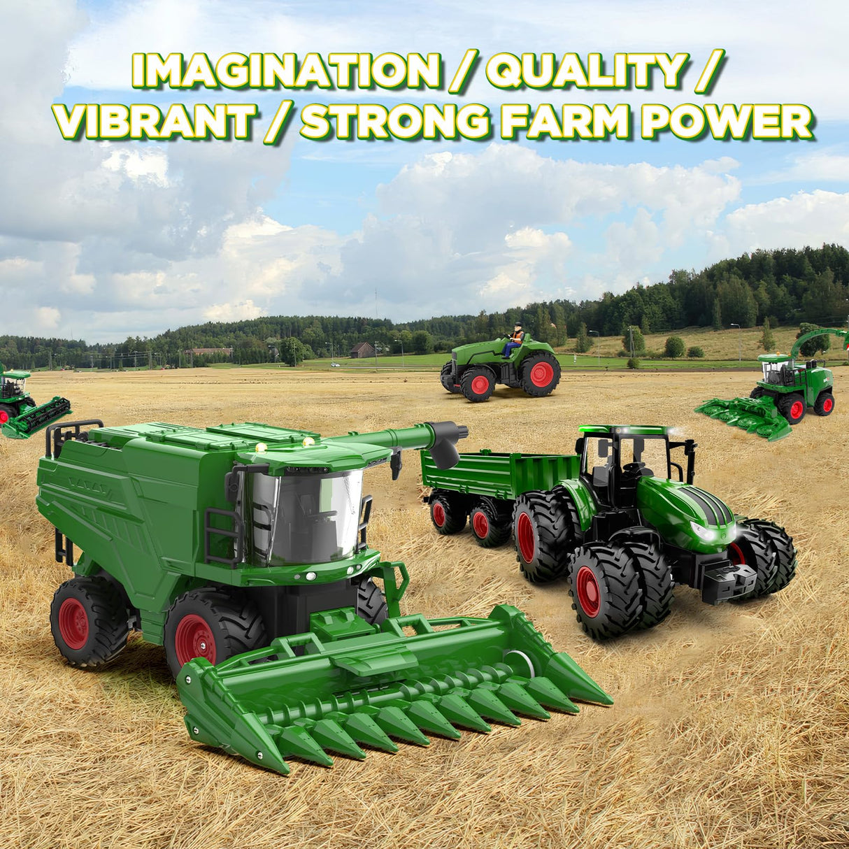 Remote Control Combine Harvester Tractor Toy with Corn Head, RC Tractor Toys for Kids 3+, Light/Spray/Sound/1/24 Scale, Farm Toy Combine Harvester for Kids, Christmas Birthday Gift 2025