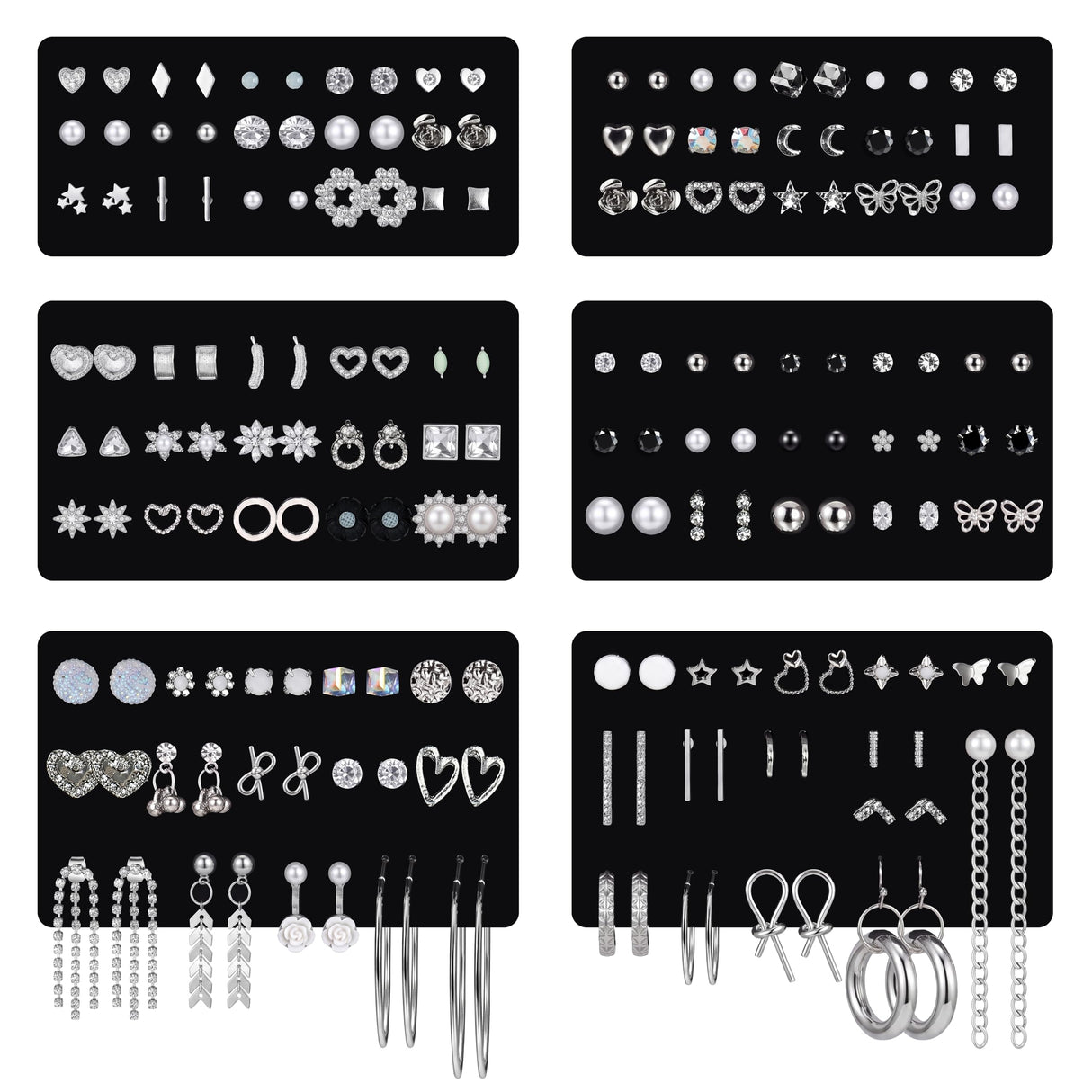 LOLIAS 90Pairs Hypoallergenic Stud Earrings Set for Sensitive Ears Women