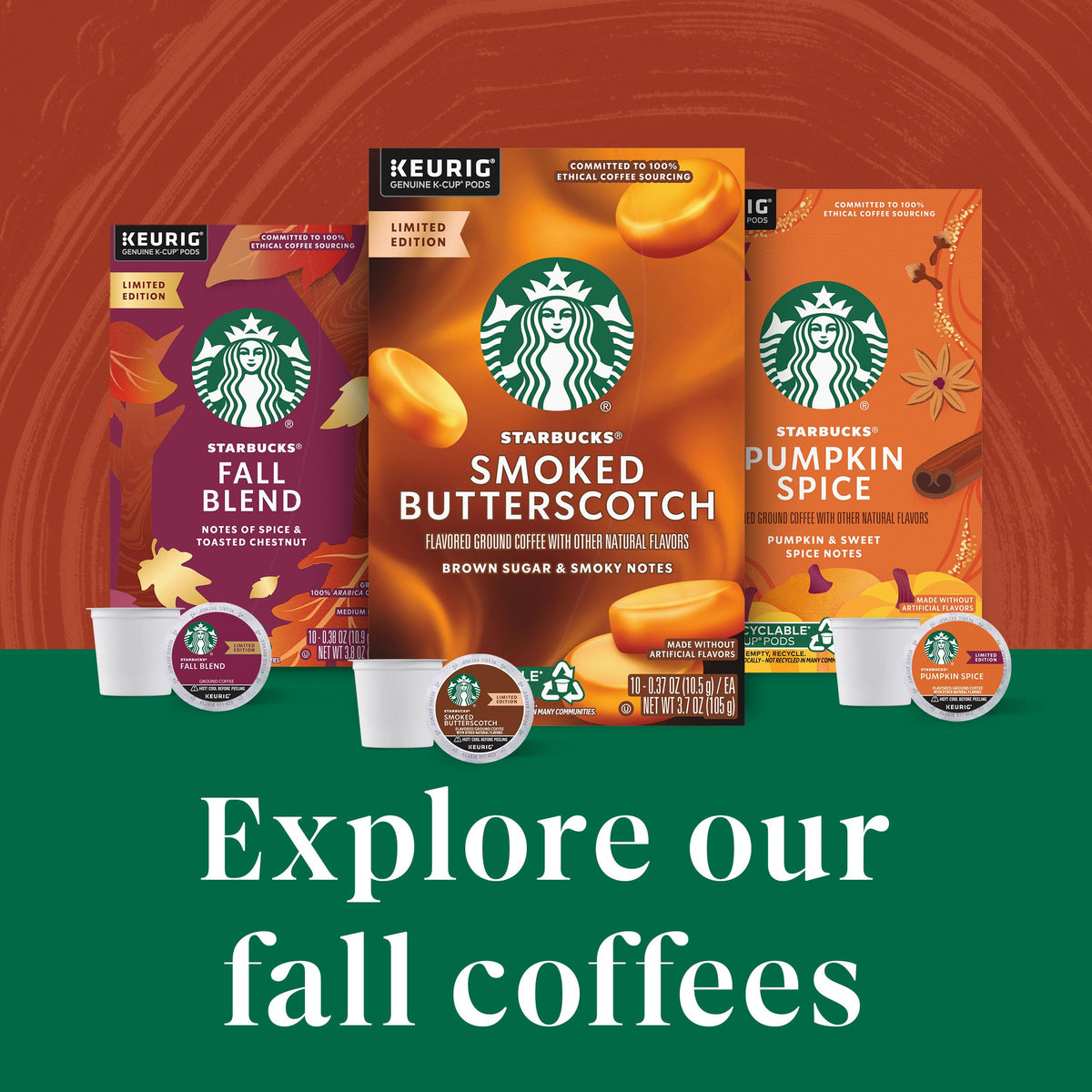 Starbucks K-Cup Coffee Pods, Pumpkin Spice Flavored for Keurig Coffee Makers, 100% Arabica, Limited Edition, 1 Box (22 Pods)