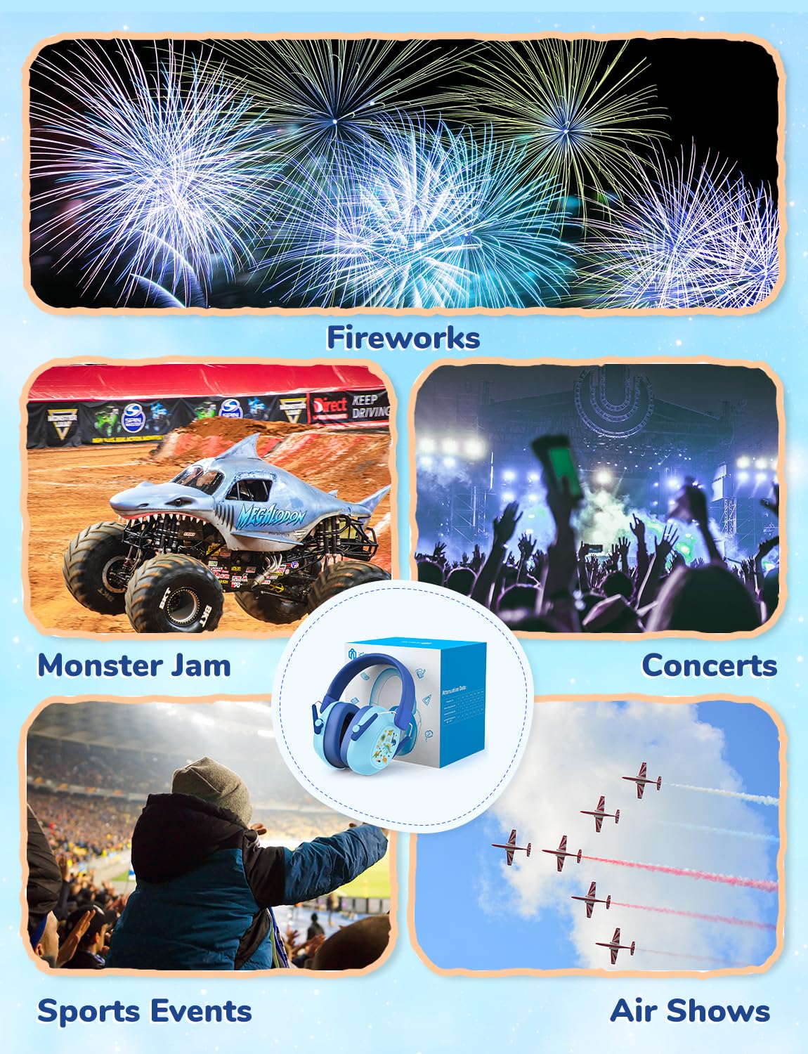 iClever Noise Cancelling Headphones for Kids, SNR 29dB Safety Noise Reduction Ear Muffs for Autism Sensory &Concentration Aid, Ear Hearing Protection for Fireworks/Event/Monster Truck, Dinosaur