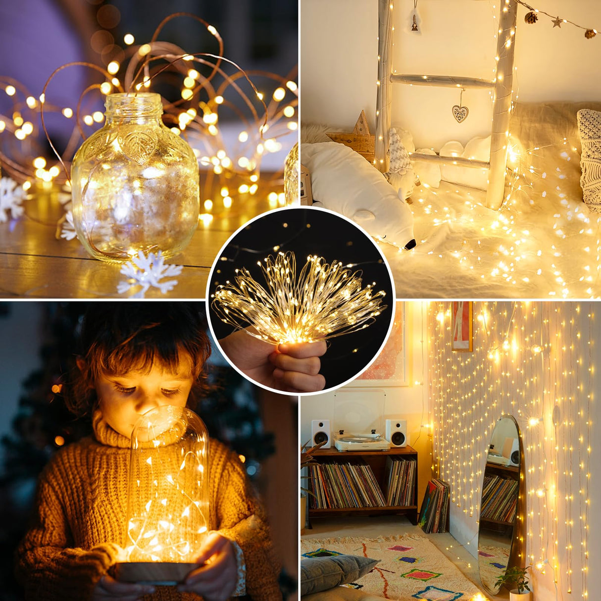 Mlambert 6 Pack 33FT Fairy Lights Battery Operated with Remote and Timer, Dimmable Waterproof 8 Modes Light for Bedroom Dorm Christmas-Warm White