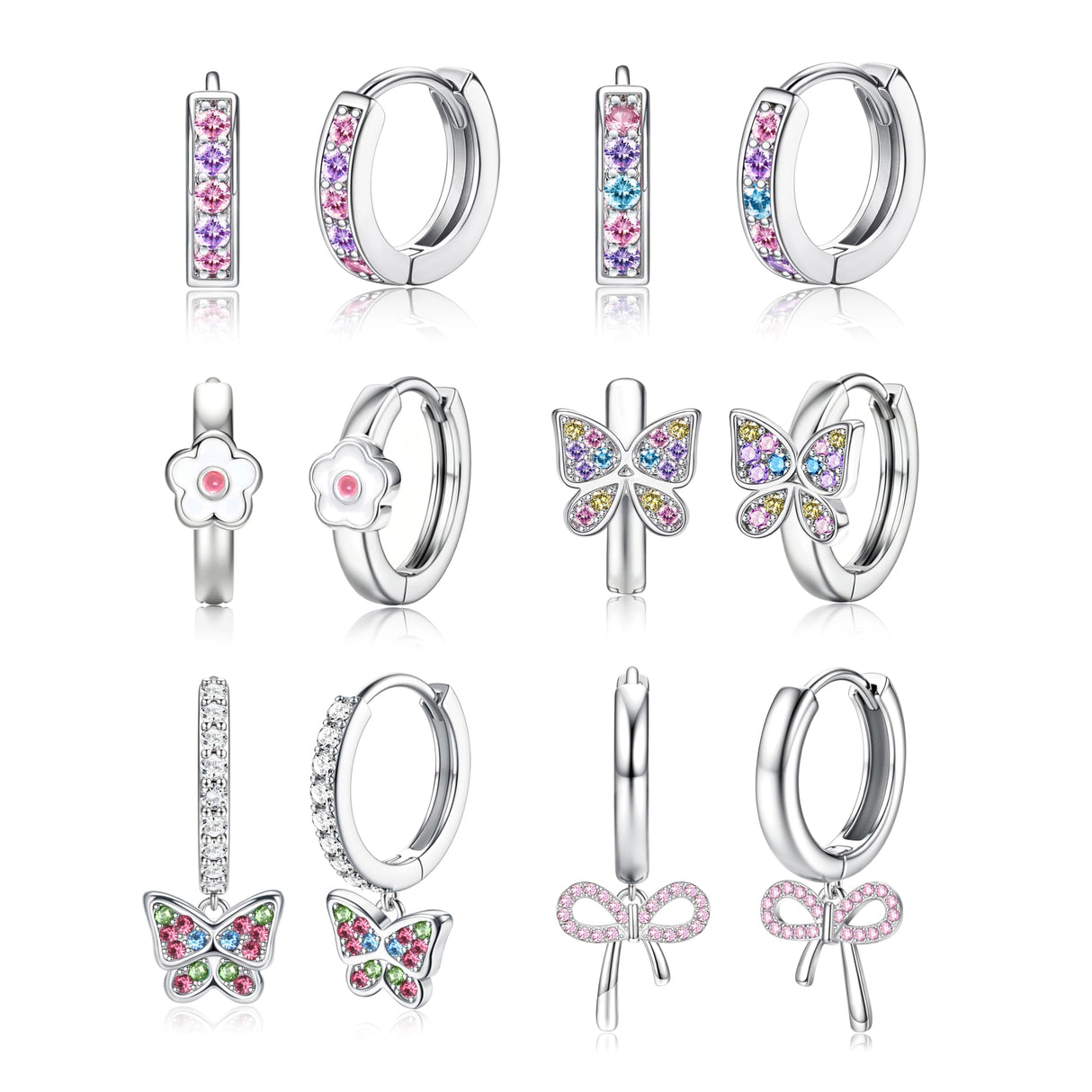 LOYALLOOK Cute Silver Small Hoop Earrings for Women Hypoallergenic