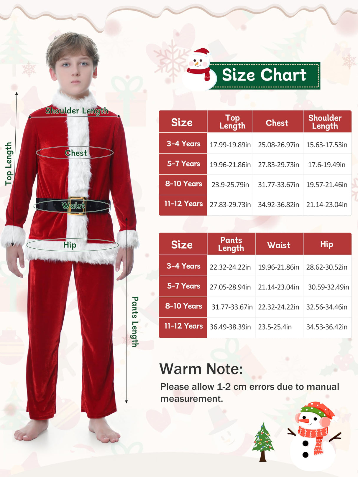 FancyFun Santa Claus Costume for Kids, 9PCS Boys Christmas Suit Kids Santa Costume Outfit Velvet For Boys Christmas Cosplay, 8-10Years