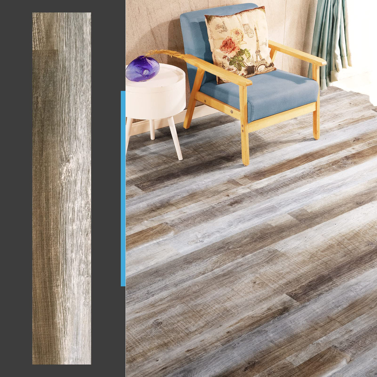 Art3d Peel and Stick Floor Tile Vinyl Wood Plank 36-Pack 54 Sq.Ft, Old Wood, Rigid Surface Hard Core Easy DIY Self-Adhesive Flooring