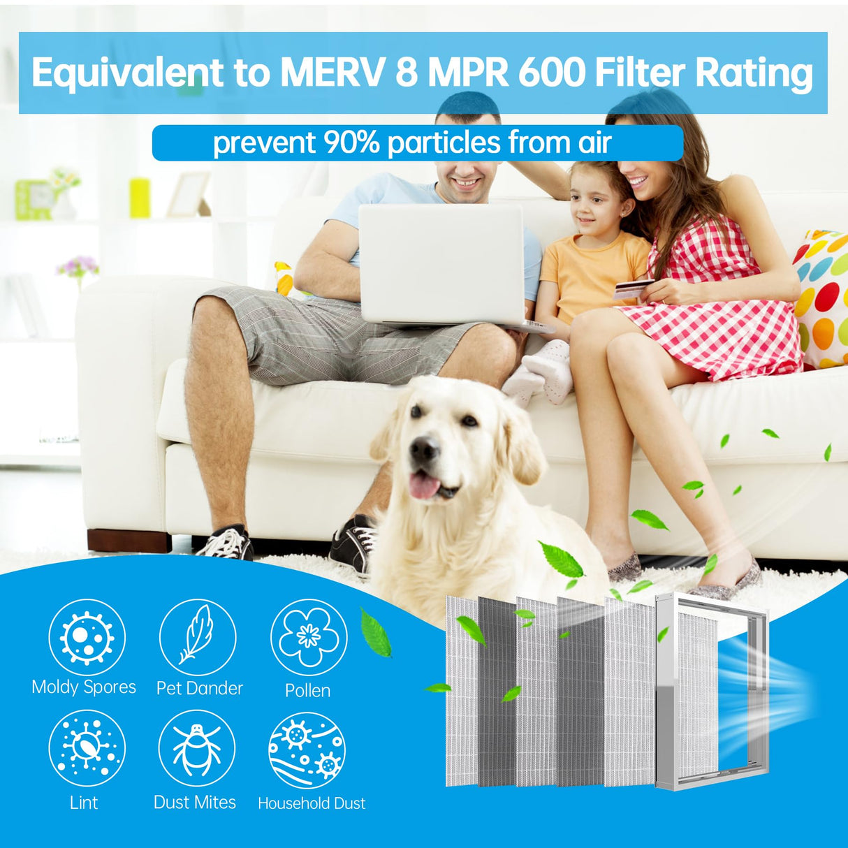 UBeesize 20x20x4 Reusable Electrostatic Air Filter HVAC AC Furnace Filter,Washable, Lasts a Lifetime,Permanent Air Filter,Breathe Fresher,Home And Office(Actual Size:19.37x19.37x3.58In)