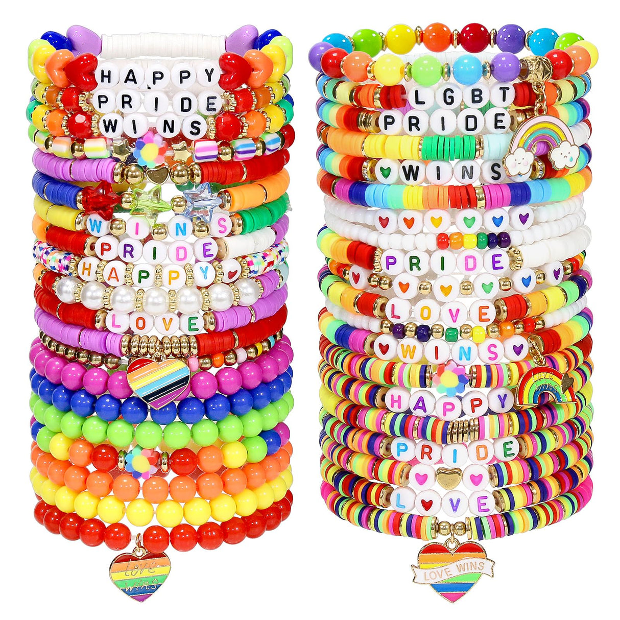 Shcsdr 40 Pcs Pride Bracelets for Women, Friendship Bracelet Bulk