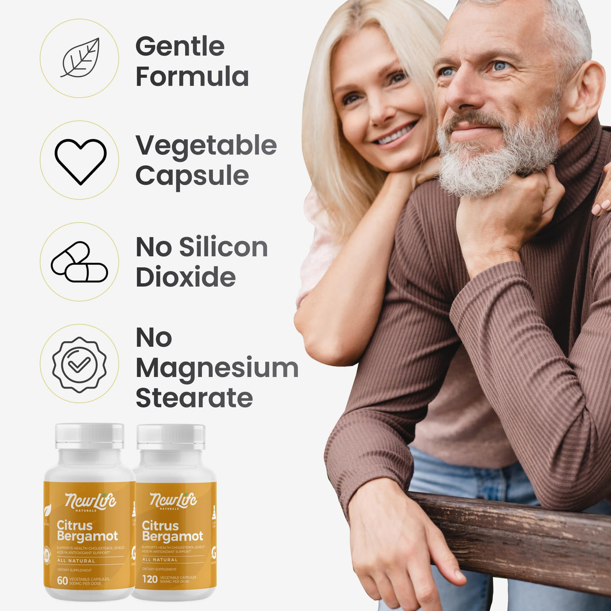 NewLife Naturals Citrus Bergamot Supplements 500 MG for Cholesterol Support- Cholesterol Supplement - 120 Veggie Capsules