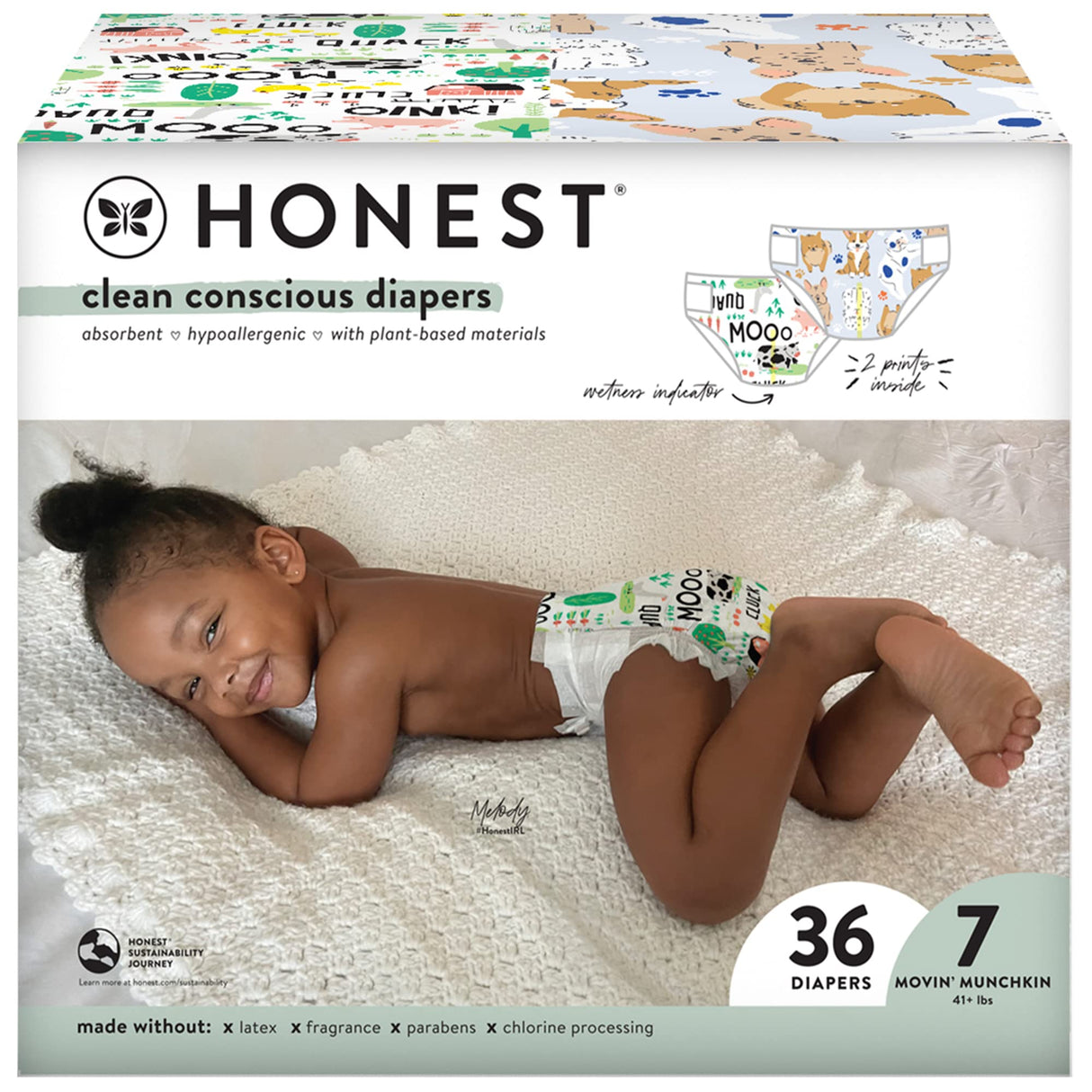The Honest Company Clean Conscious Diapers for Sensitive Skin | Hypoallergenic, Fragrance Free | Gender Neutral Prints | Super Club Box, Size 3 (16-28 lbs), 120 Count (Prints May Temporarily Vary)