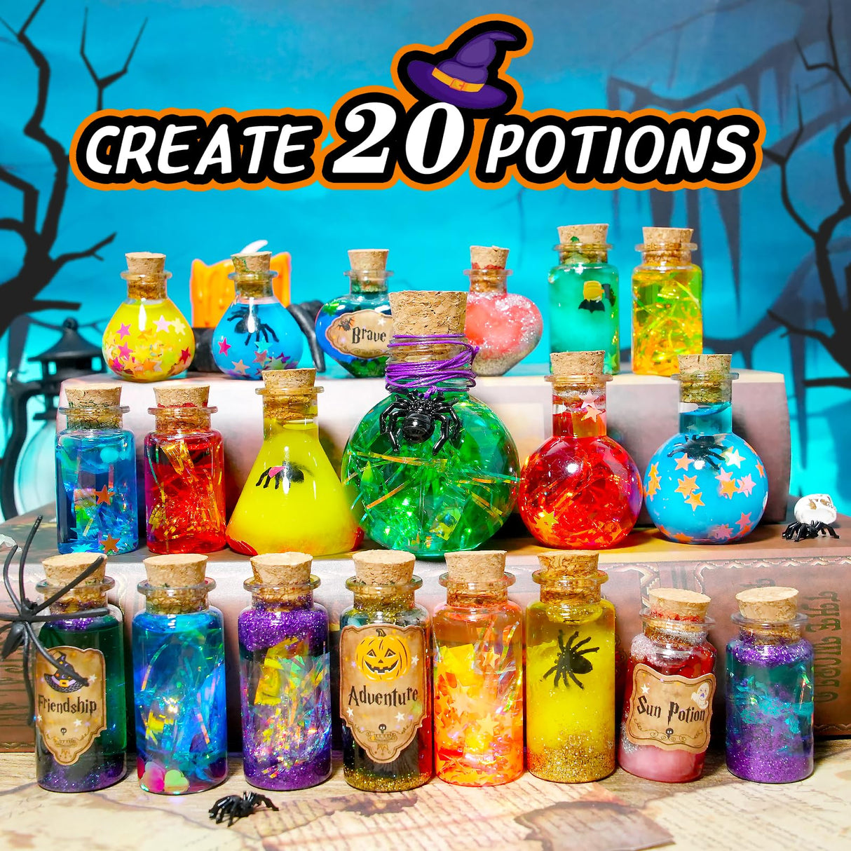 LDomet Magic Potions Craft Kit for Kids - Mix 20 Glow Witch Potion Bottles, Fairy Magic Potions Making Kit - Christmas Decorations Birthday Gifts for Girls Boys 6 7 8 9 10+