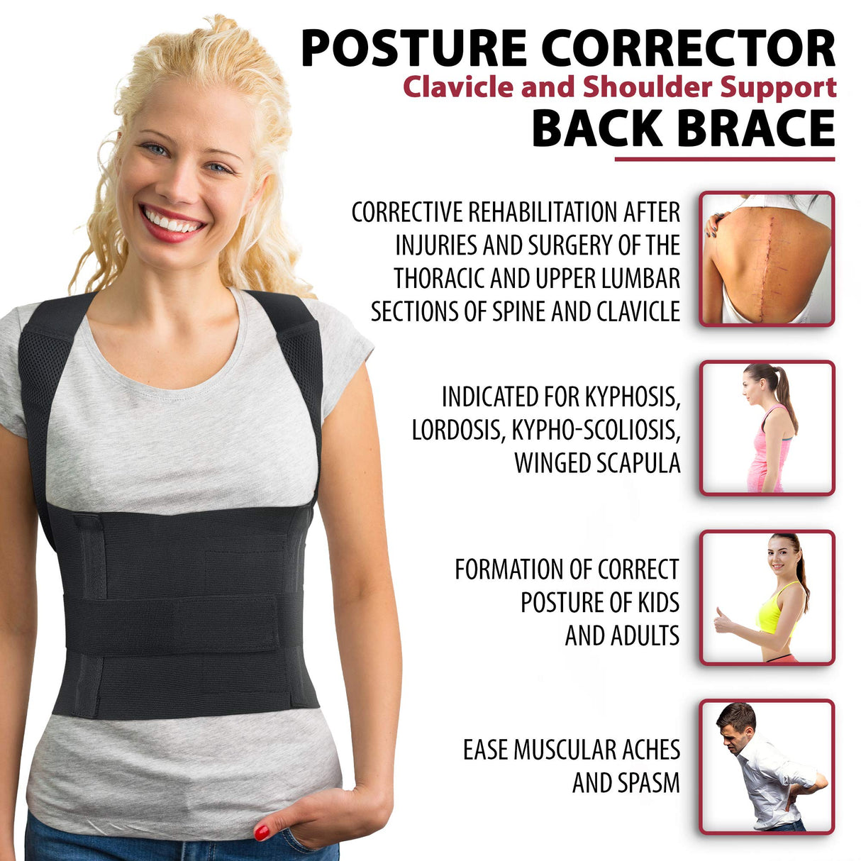 ORTONYX Comfort Posture Corrector for Men and Women Clavicle and Shoulder Support Back Brace, Fully Adjustable / 656A-X-Large