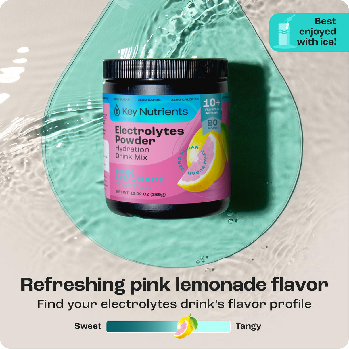 KEY NUTRIENTS Multivitamin Electrolytes Powder No Sugar - Fresh Pink Lemonade Electrolyte Powder - Endurance & Energy Supplement - Hydration Powder - No Calories - 90 Servings - Made in USA