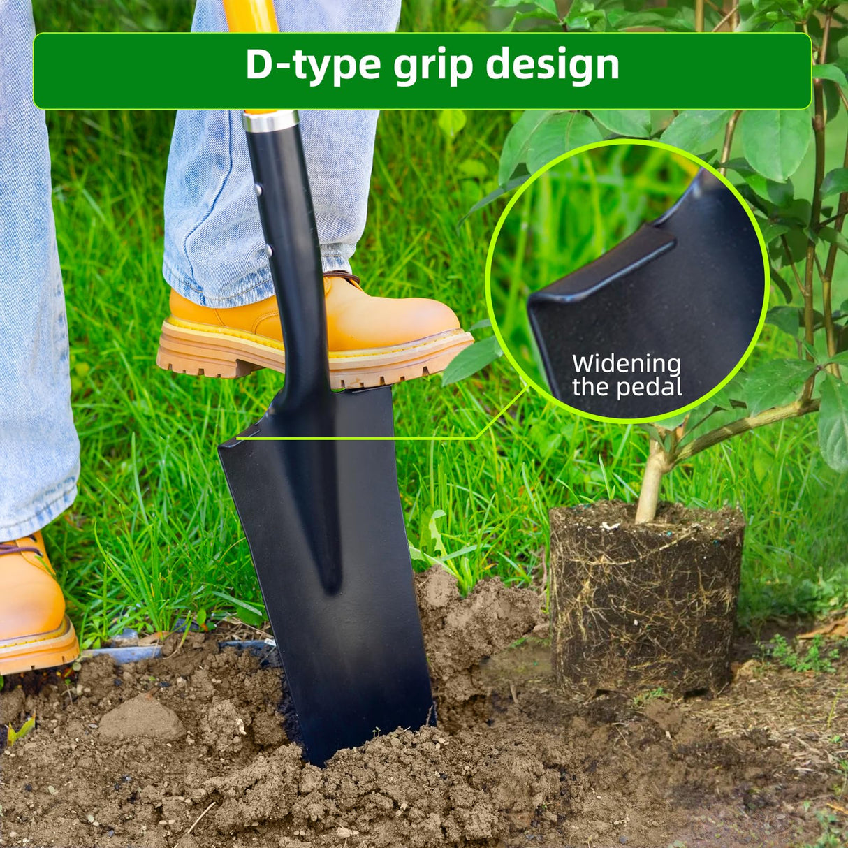 Spade Shovel,Transplanting Spade,Drain Spade,Spade Shovels for Digging,Sharp Shooter Shovel or Spade, D-Grip,Fiberglass Handle Heavy Duty (Drain Spade)