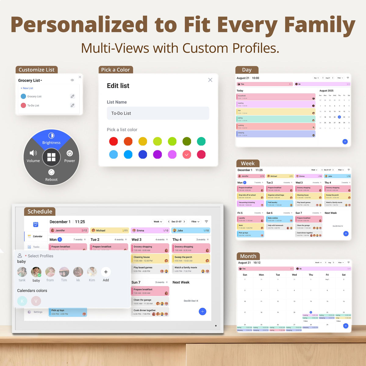 Dragon Touch 15.6" digital calendar chore chart – 1080P full HD interactive touchscreen, smart family planner, Hearth Display wall & desk mountable for seamless scheduling