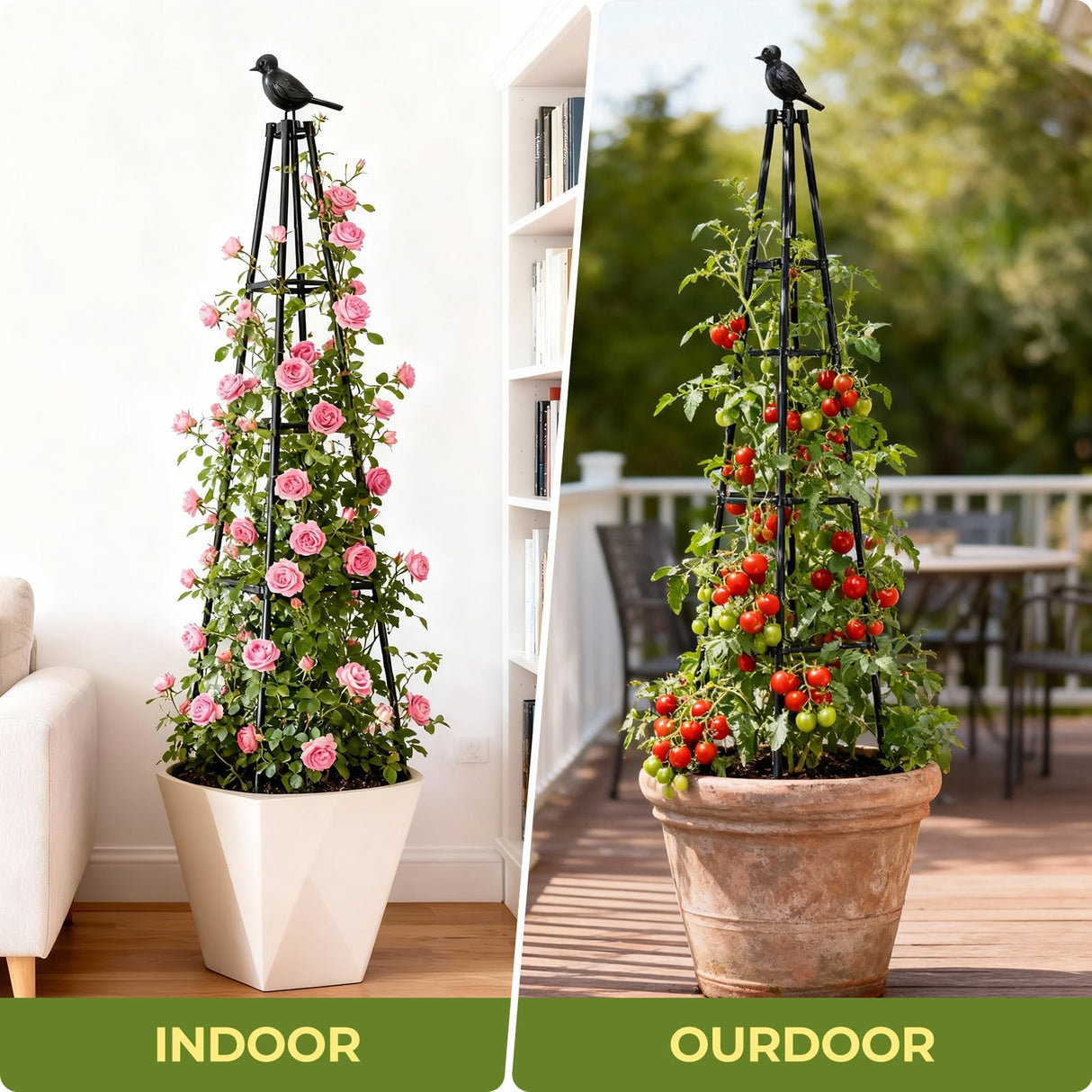 MQHUAYU 2 Pack Garden Trellis for Climbing Plants Outdoors,65Inch Cucumber Trellis Garden Obelisk Trellis Rustproof Plants Support with Adjustable Heights for Indoor Potted Plants, Vines, Vegetables