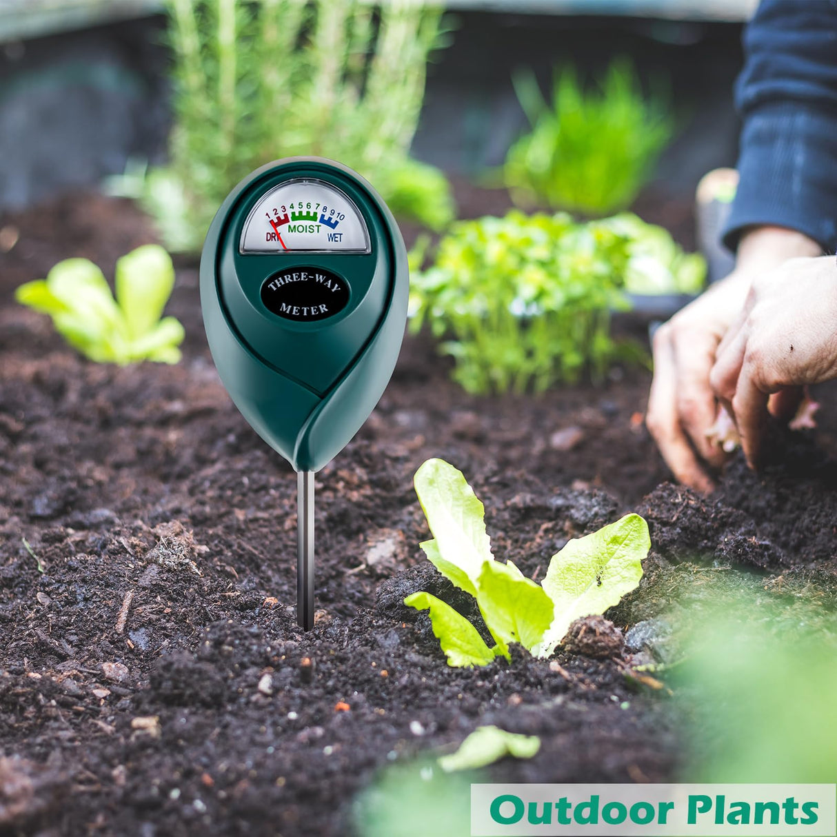Tennedriv Green Long Probe Soil Moisture Meter for Outdoor Plants, Plant Water Meter for Outdoor Plants,Plant Moisture Meter for Indoor Plants and Outdoor Plants, No Batteries Required, 2 Pack