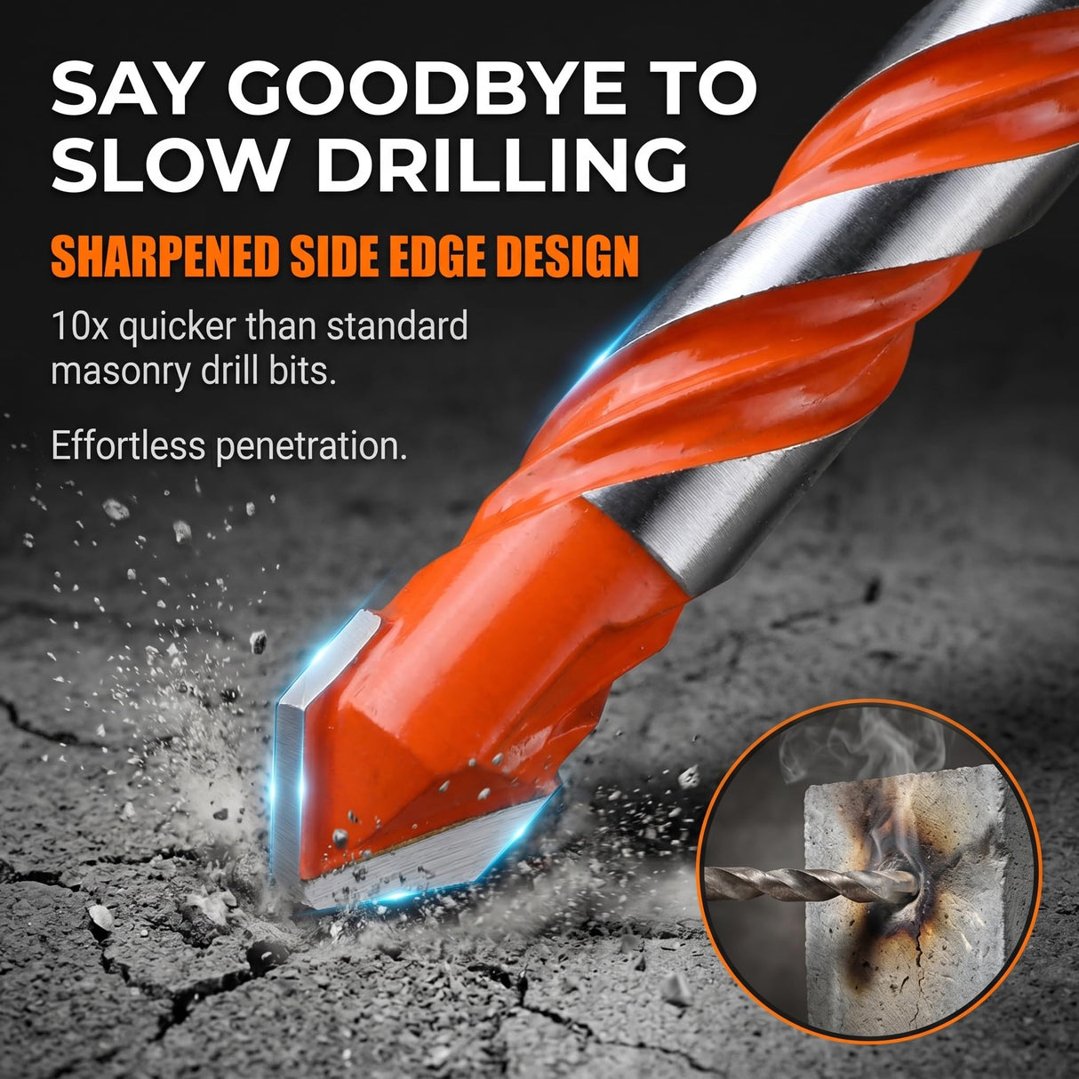 Concrete Carbide Drill Bits Hex Shank Masonry Cement Tile Drill Bit Set for Glass, Brick, Plastic, Cement and Tile, 5/32"-1/2" (10PCS)