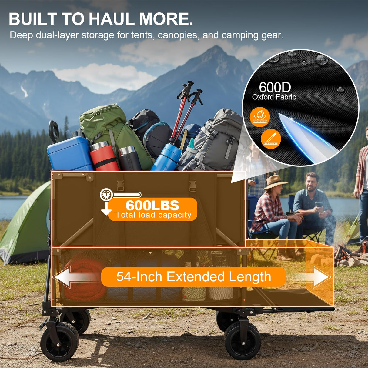 Double Decker Wagon Heavy Duty Collapsible, 600LBS 400L Capacity