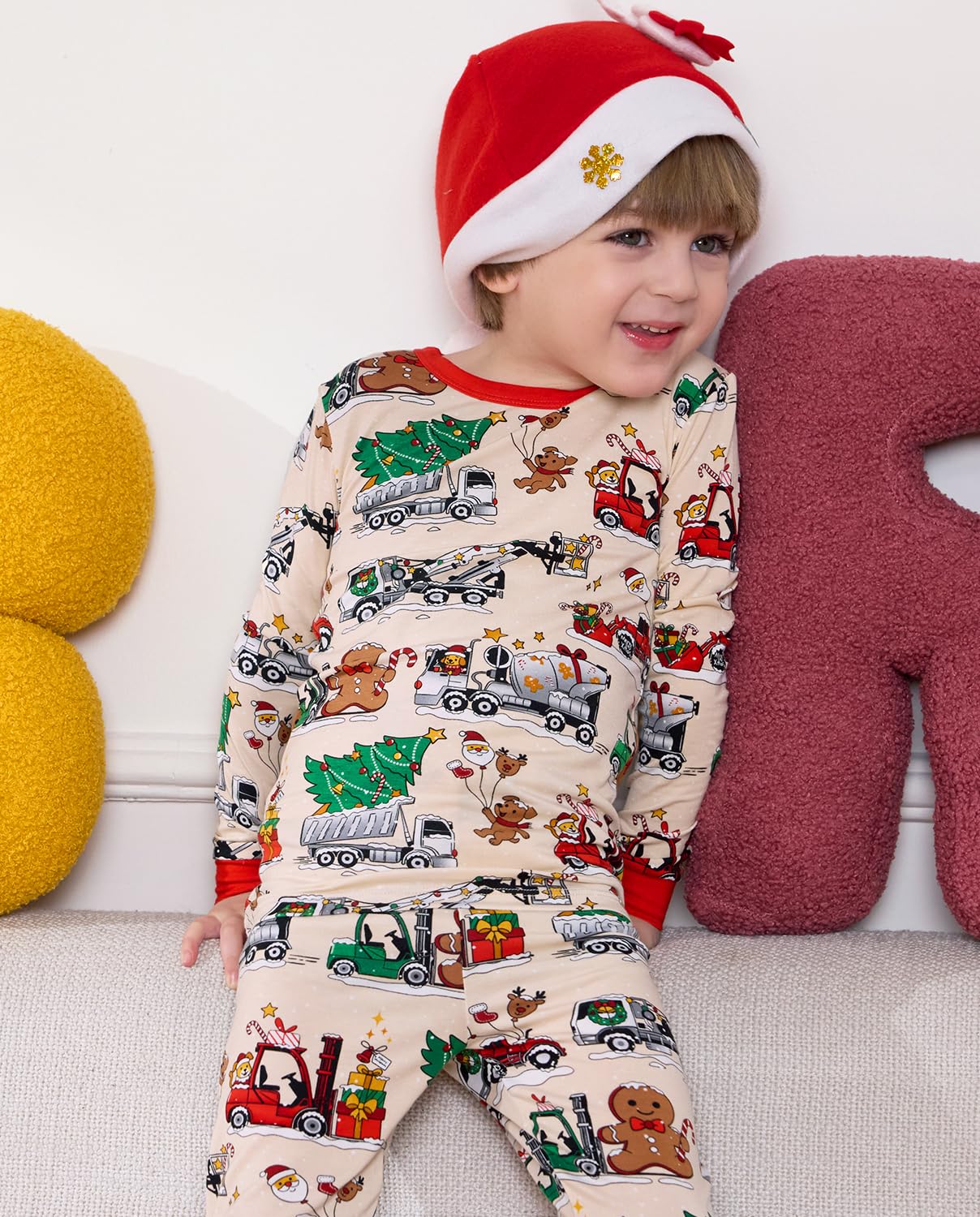 Bamboo Viscose Toddler Christmas Pajamas Boys Girls Kids Baby 2pcs Long-Sleeve Pyjamas Set 3-4T Snug fit Sleepwear Pjs