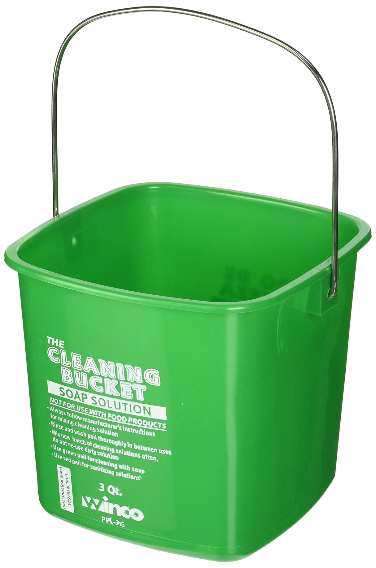 Winco 3qt Cleaning Bucket, Green Soap Solution