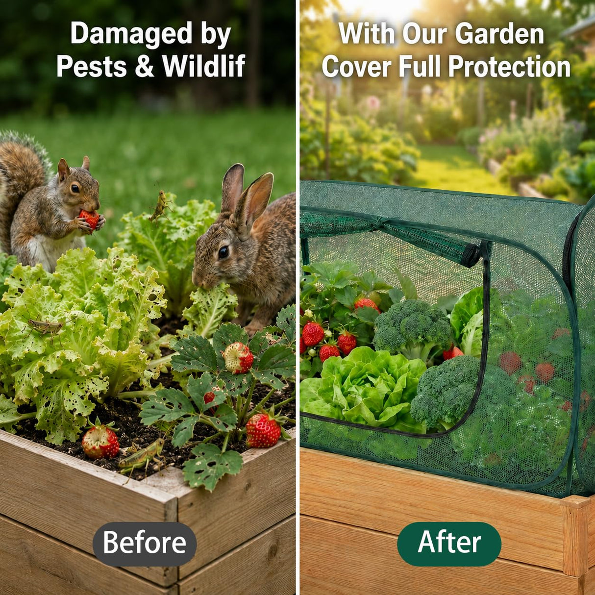 2 Pack Pop Up Mesh Plant Cover-33% Sunblock Garden Covers for Raised Beds