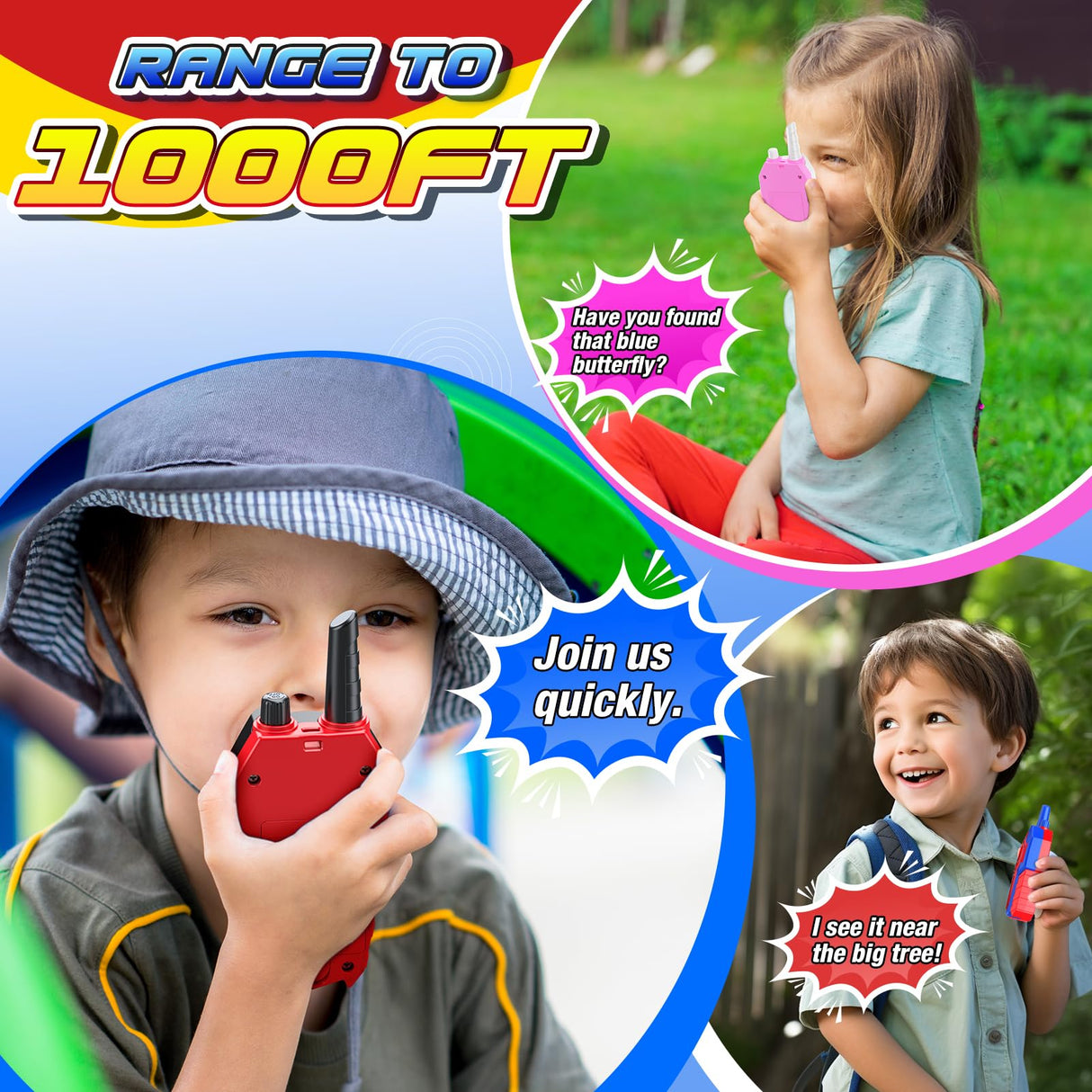 Walkie Talkies Toys for Boys Girls: 3 Pack Kids Christmas Stocking Stuffers Birthday Gifts for 3 4 5 6 7 8 9 10 Year Old Boys Toddler Outdoor Camping Toy 2 Way Radio Toy for Grandkids Age 3-4 4-6 5-7