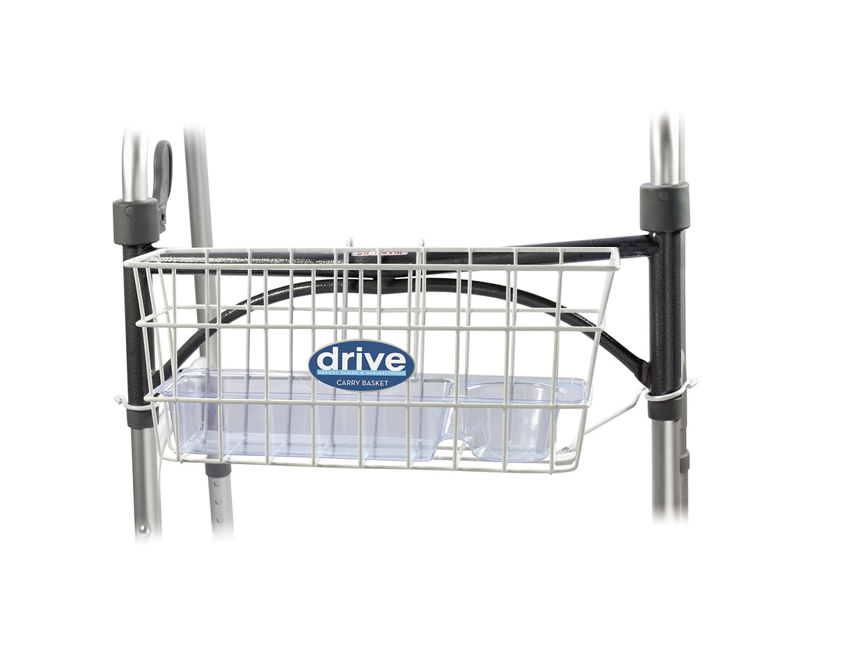 Drive Medical 10200B Walker Basket with Plastic Cup Holder, White