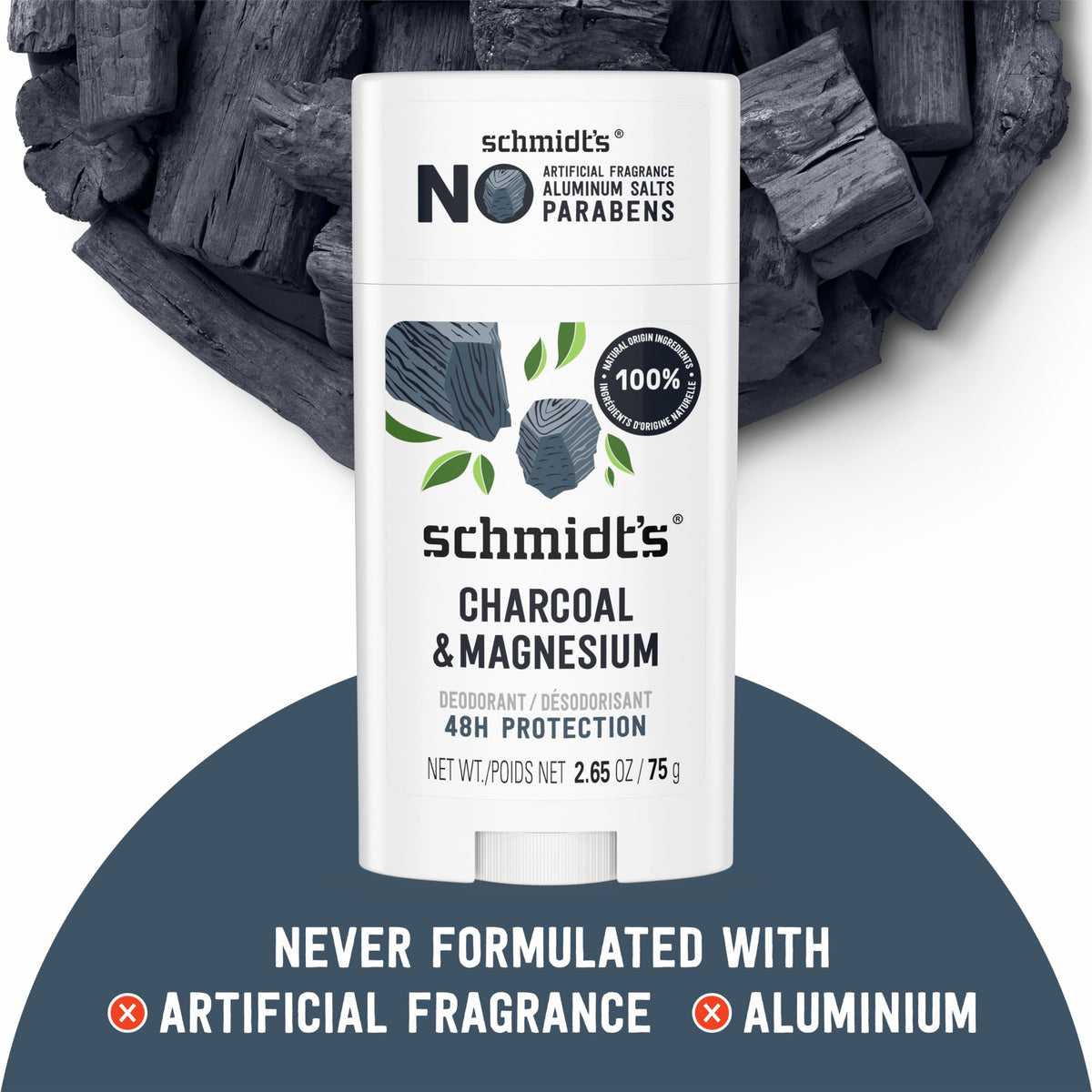 Schmidt's Deodorant Charcoal & Magnesium 2 Count 2.65 oz 48H
