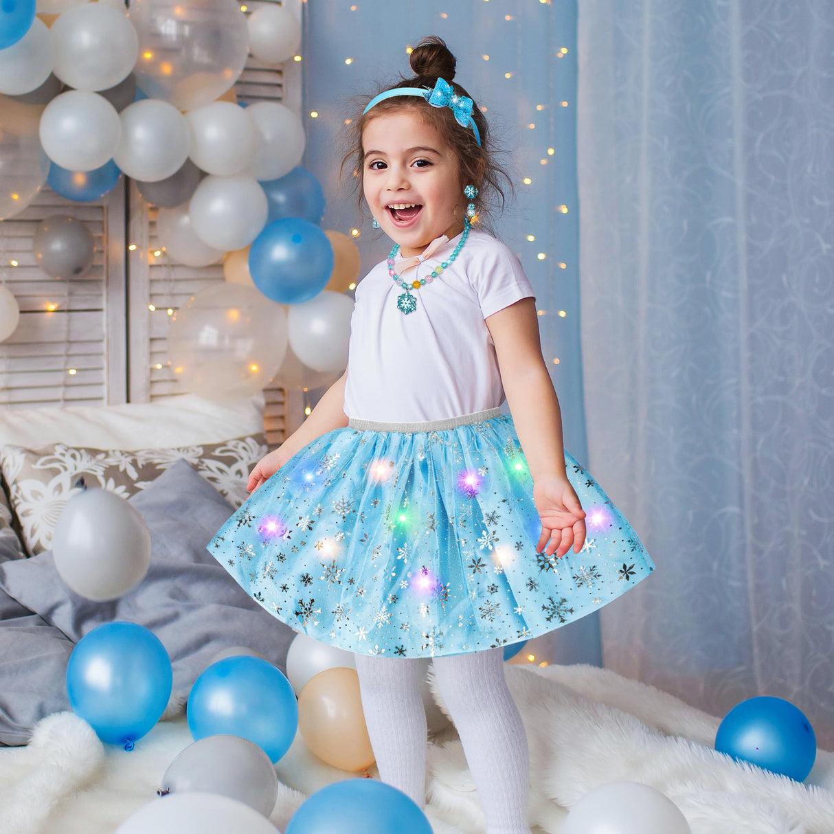 Princess Dress Up for Girls, Toddler Toys for Ages 3-8, 3 PCS Light Up Toddler Dress Up Clothes with Accessories, Kids Toys for 3 4 5 6 7 8 years Girl Christmas Halloween Birthday Gift