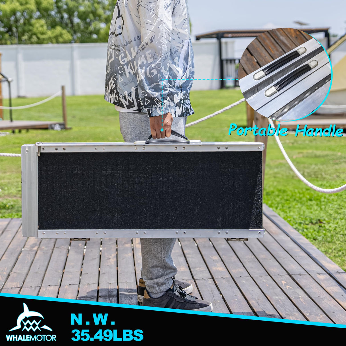 WHALEMOTOR Portable Wheelchair Ramp 6FT, Anti-Slip Aluminum Folding Portable Ramp, Wheelchair Ramps for Home, Weight Capacity Up to 600 LBS, with Transition Plates Above and Below