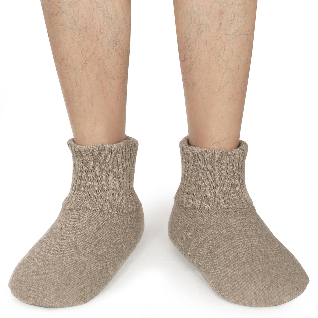 BenSorts Winter Thick Fuzzy Slipper Socks for Men Christmas Cozy Grip Socks Slipper Non Slip Gifts Christmas 2 Pairs Dark Gray Khaki Size 10 11 12 13